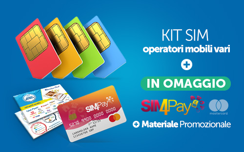 KIT SIM Operatori Mobili Vari +  SIM4Pay Mastercard & Materiale Promozionale IN OMAGGIO! 